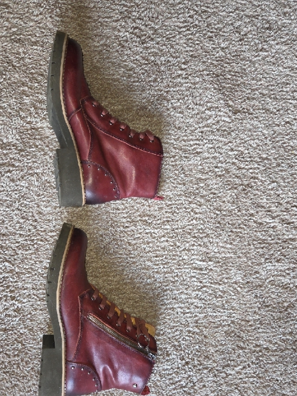 PIKOLINOS Women's Burgundy Lace-Up Chukka Boots with Side Zip - Picture 4 of 8